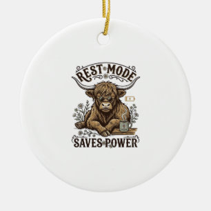 Energy Efficient Cow Vintage Lazy Highland Shirt Ceramic Tree Decoration