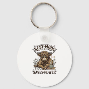 Energy Efficient Cow Vintage Lazy Highland Shirt Key Ring