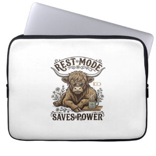 Energy Efficient Cow Vintage Lazy Highland Shirt Laptop Sleeve