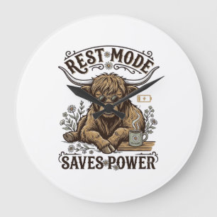 Energy Efficient Cow Vintage Lazy Highland Shirt Large Clock