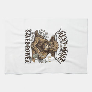 Energy Efficient Cow Vintage Lazy Highland Shirt Tea Towel