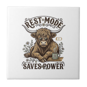Energy Efficient Cow Vintage Lazy Highland Shirt Tile
