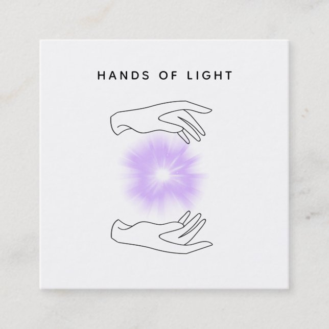 *~* Energy Hands Ball | Reiki Healing Lights Square Business Card (Front)