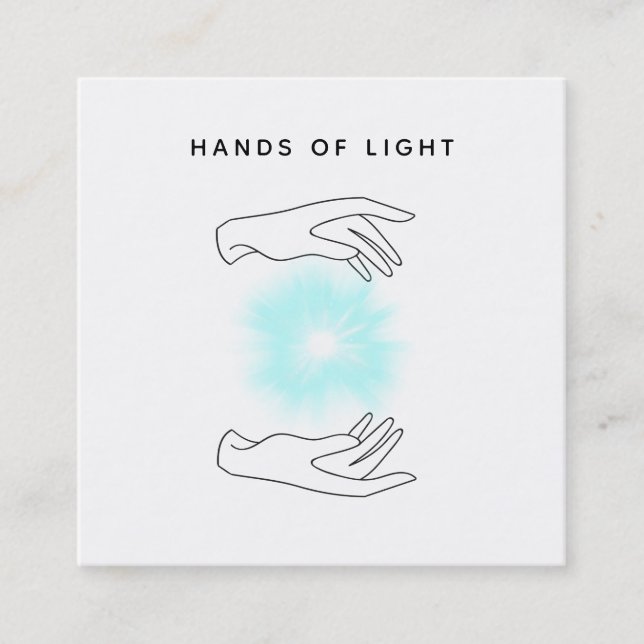*~* Energy Hands Ball | Reiki Light Healing Square Business Card (Front)
