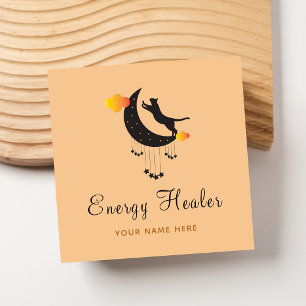 Energy Healer Black Cat Psychic Fortune Teller Square Business Card