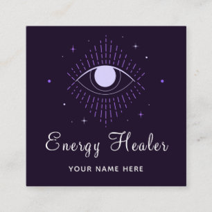Energy Healer Fortune Teller Magical Eye Stars Square Business Card