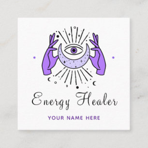 Energy Healer Fortune Teller Magical Hands & Eye Square Business Card