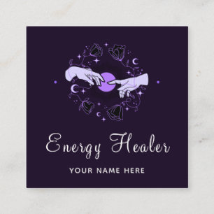 Energy Healer Fortune Teller Mystical Dark Purple Square Business Card
