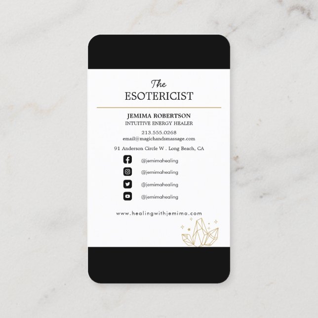 Energy Healer/ Intuitive/ Reiki/ Tarot/ Esoteric   Business Card (Back)