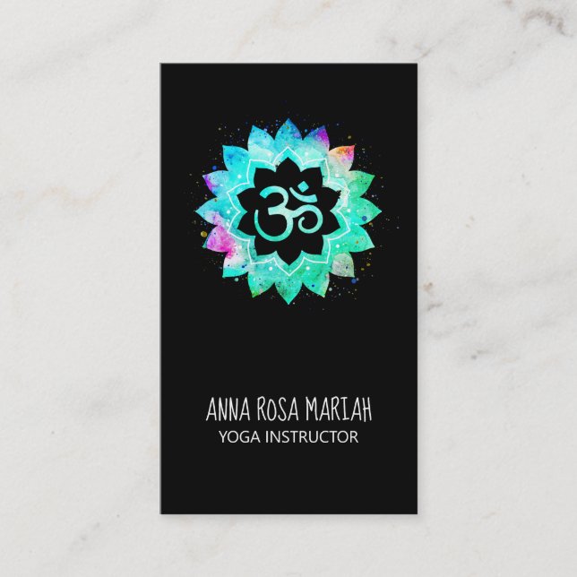 *~* Energy Healer Lotus Mandala Aum Om Symbol Business Card (Front)