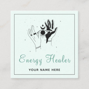 Energy Healer Mystic Hands Third Eye Cosmic Modern Square Business Card