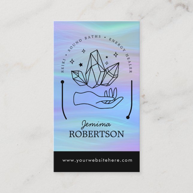 Energy Healer, Reiki, Tarot, Esoteric Crystals Business Card (Front)