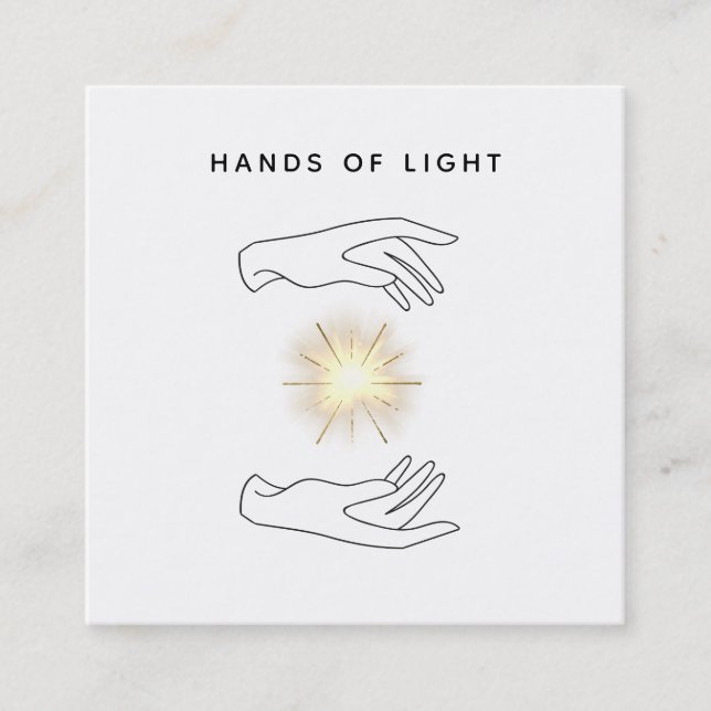 *~* Energy Healing Hands Ball of Reiki Light Square Business Card (Front)