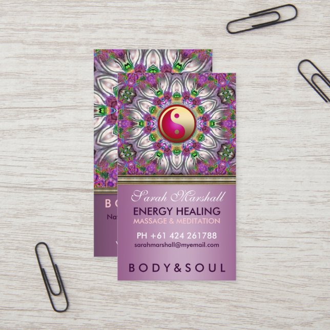 Energy Healing Holistic Pearl Star Business Card (Front/Back In Situ)