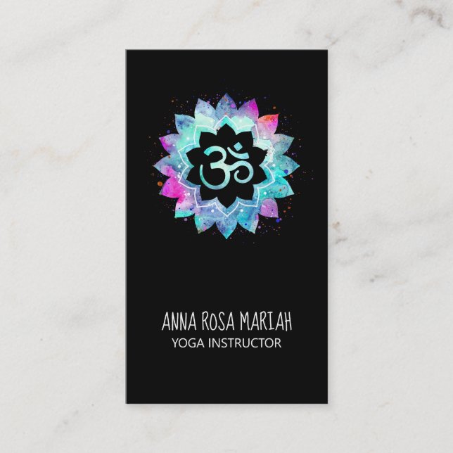 *~* Energy Healing Lotus Mandala Aum Om Symbol Business Card (Front)