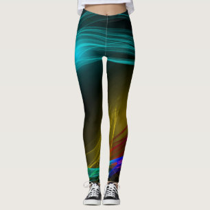 Energy in Motion Black Multi-coloured Light waves Leggings