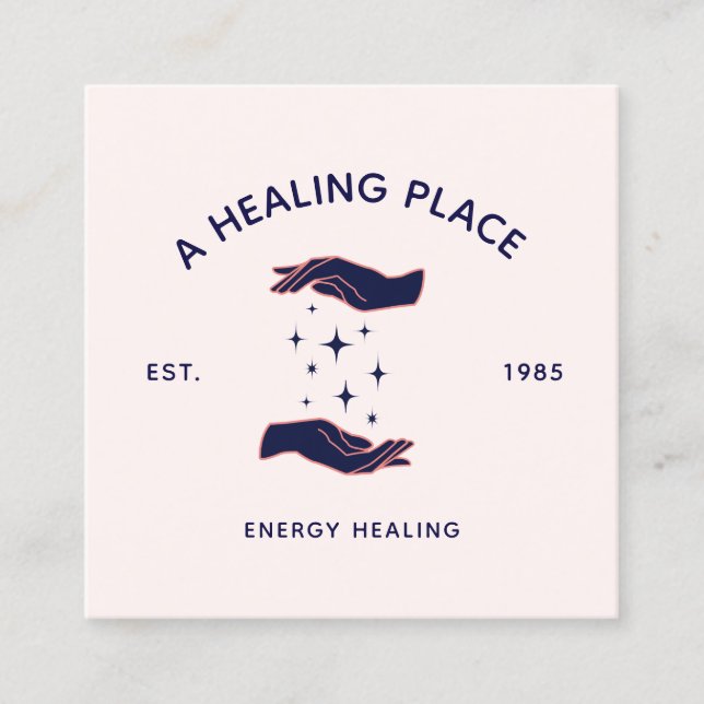 Energy Medicine Hands Reiki Master Square Business Card (Front)