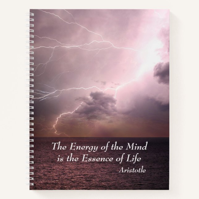 Energy of the Mind Aristotle Quote Ocean Storm Notebook (Front)