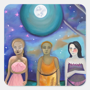 Energy of the Moon   Celestial Artwork Square Sticker