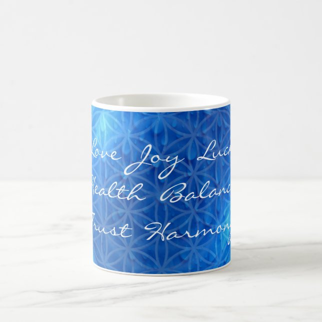 Energy Of Water with flower of life | word mix Coffee Mug (Center)
