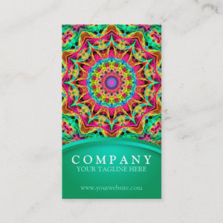 Energy Rainbow flower Mandala - green Business Card