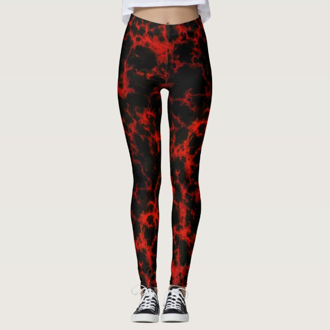 Energy Red and Black Flames Leggings (Front)
