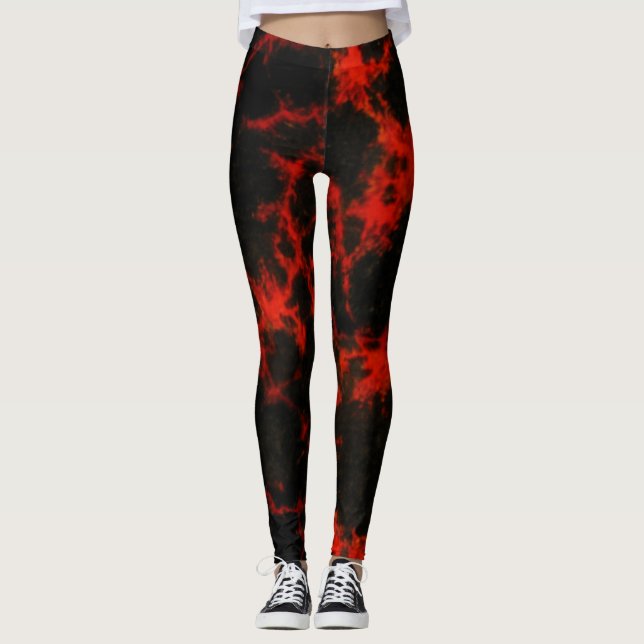 Energy Red and Black Flames Leggings (Front)