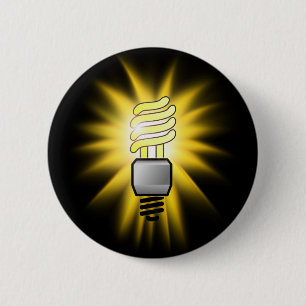 Energy Saver Light Bulb - A Bright Idea 6 Cm Round Badge