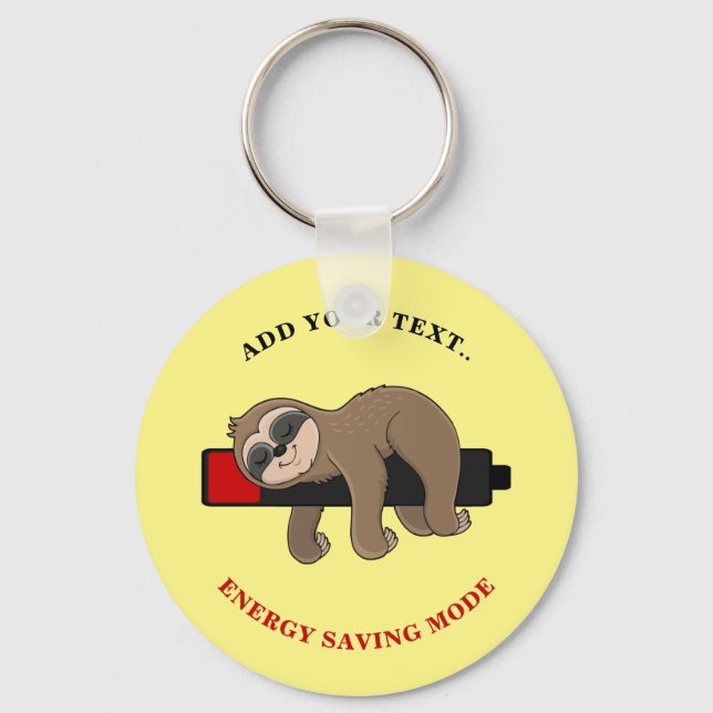 Energy Saving Mode | Funny Sloth Personalised Key Ring (Front)