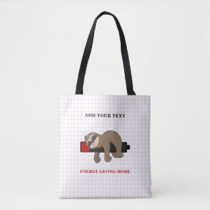 Energy Saving Mode Funny Sloth Template Tote Bag