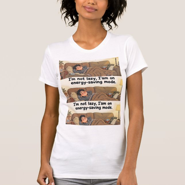 Energy-Saving Mode” Women’s Tee – Comfy & Cute (Front)