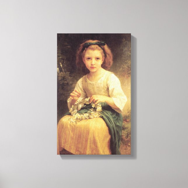 Enfant tressant une couronne by William Bouguereau Canvas Print (Front)