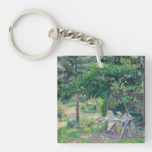 Enfants attablés dans le jardin Camille Pissarro Key Ring