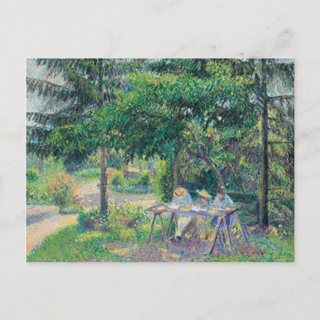 Enfants attablés dans le jardin Camille Pissarro   Postcard (Front)