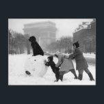 Enfants neige Paris 1930 Postcard<br><div class="desc">Enfants neige Paris 1930</div>