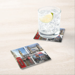 ENG048 LONDON, England, Europe, Square Paper Coaster
