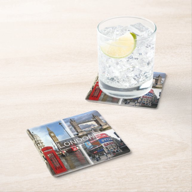 ENG048 LONDON, England, Europe, Square Paper Coaster (Insitu)