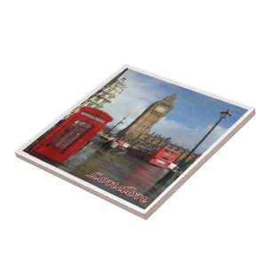 ENG063 LONDON BIG BEN, Double Decker Bus, Tile