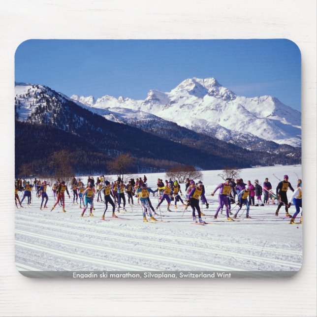 Engadin ski marathon, Silvaplana, Switzerland Wint Mouse Mat (Front)