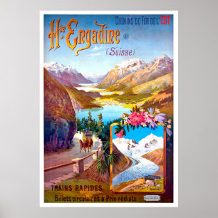 Engadin, Switzerland, landscape and mountain road Poster