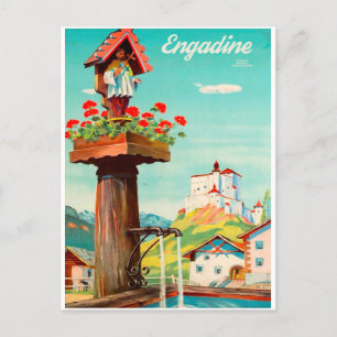 Engadine, City Spring, Switzerland Postcard