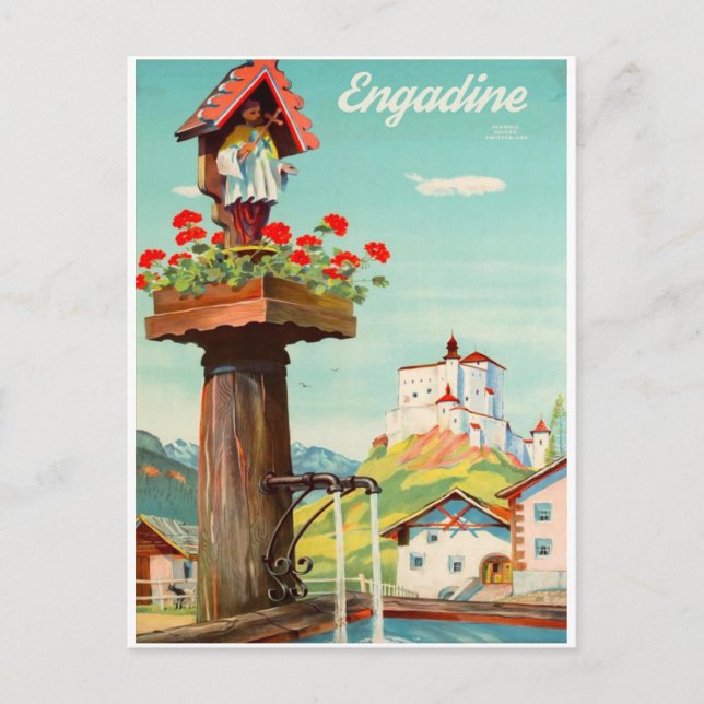 Engadine, City Spring, Switzerland Postcard (Front)
