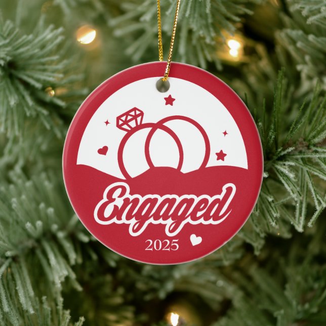 Engaged 2025 The Beginning of Forever Personalised Ceramic Tree Decoration (Tree)