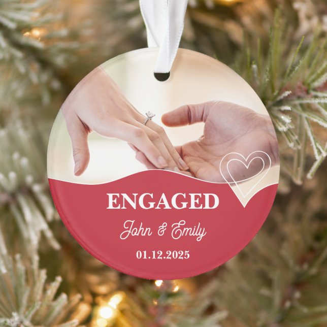 Engaged – Add Your Name, Birthdate & Photo Ornament (Tree)