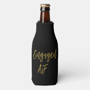 Engaged AF Black and Gold Foil Bottle Cooler