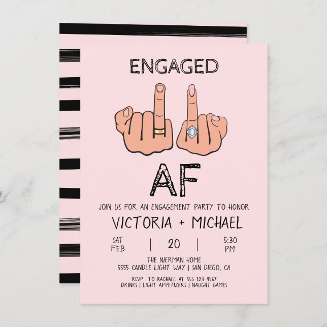 Engaged AF Funny Engagement Party Invitation (Front/Back)