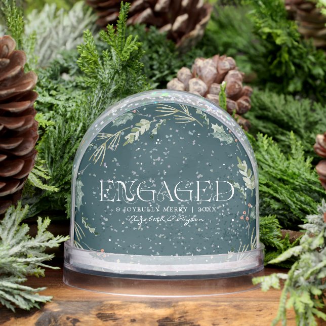 Engaged and Joyfully Merry Custom Photo Snowglobe (Winter)