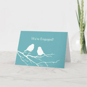 Engaged Announcement Cute Sparrow Bird  Blue
