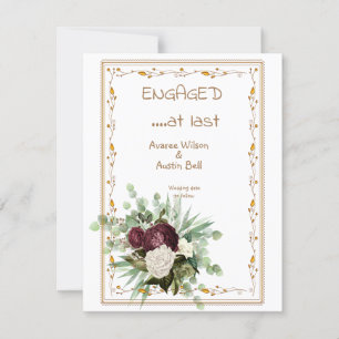 Engaged at Last Watercolor Floral Card