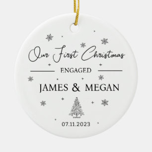 Engaged Christmas, Custom Engagement keepsake Ceramic Tree Decoration